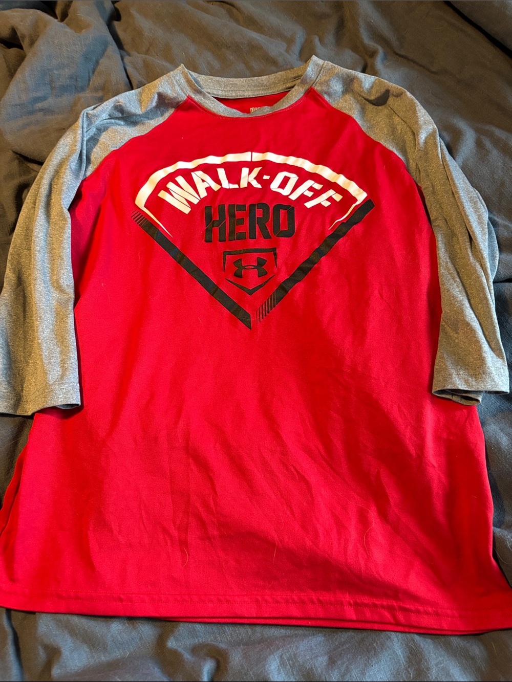 Under Armour Red and Gray 'Walk-Off Hero' Raglan Tee